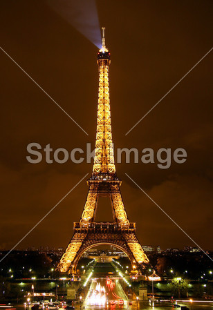 Eiffel tower by Night (Editorial use only)图片素材