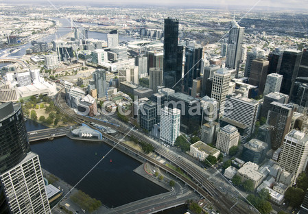澳大利亚墨尔本的美丽城市景观。sk 鸟瞰的图