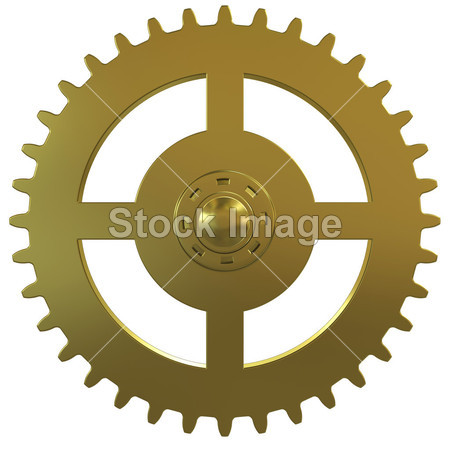 金齿轮的白色背景上的时钟图片素材(图片编号
