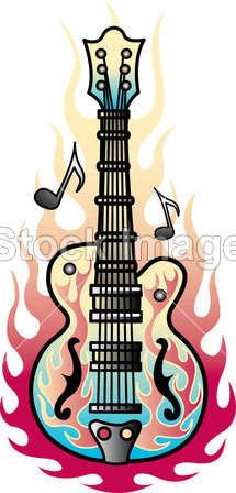 火焰吉他纹身设计图片素材(图片编号:5016558