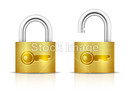 金属挂锁。锁定和解除锁定的挂锁图片素材(图
