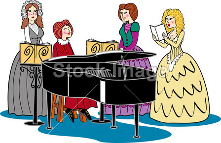 Victorian Women Quartet & Piano图片素材(图