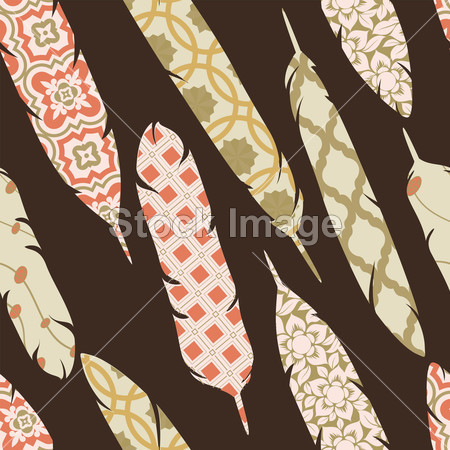 Vector seamless pattern with patch ornate colo