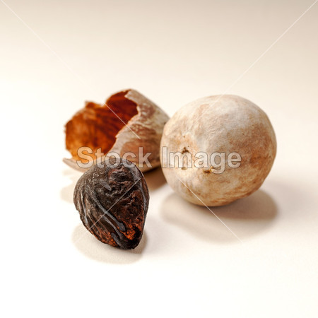 Still life with avocado pits close-up图片素材(图