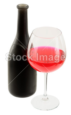 黑眼镜葡萄酒瓶和酒杯图片素材(图片编号:502