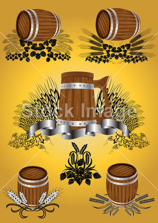 Wine beer barrel collection图片素材(图片编号: