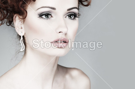 红头发。时尚女孩 portrait.accessorys图片素材