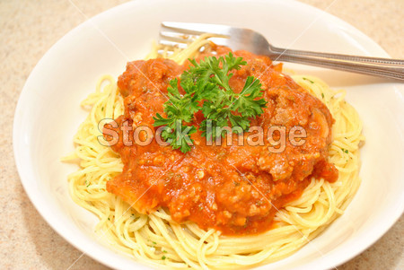 Angel Hair Pasta with Sauce and Parsley图片素