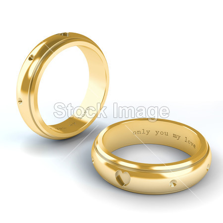 婚礼被隔绝在白色背景上的金戒指图片素材(图