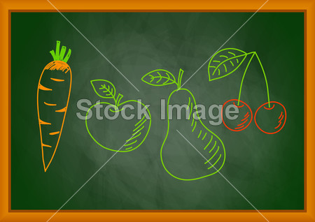 黑板上画的蔬菜和水果图片素材(图片编号:502