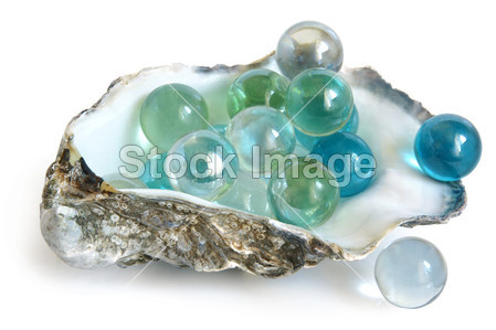 牡蛎壳中大玻璃球图片素材(图片编号:5030171