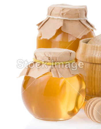 蜂蜜罐上白色隔离图片素材(图片编号:5031418