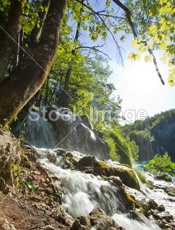 Plitvicka jezera 克罗地亚的美丽的森林瀑布图片