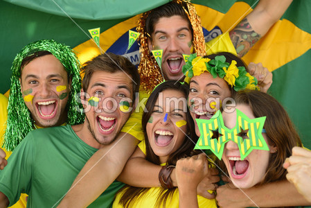 Brazilian sport soccer fans amazed图片素材(图
