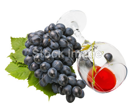 多汁一堆的葡萄和酒空杯图片素材(图片编号:5