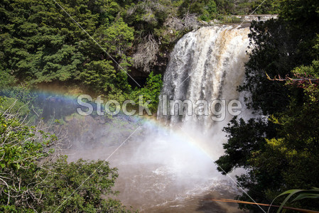 A rainbow waterfall near Kawakawa, New Zeala