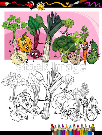 有趣的蔬菜卡通图画书图片素材(图片编号:503