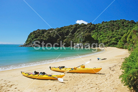 皮划艇在阿贝尔塔斯曼国家公园、 新西兰图片