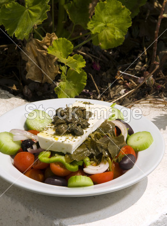 阳光圣托里尼岛希腊沙拉图片素材(图片编号:5