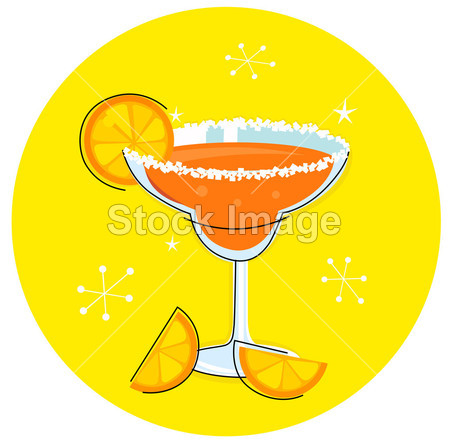 Orange Margarita: Retro cocktail icon图片素材