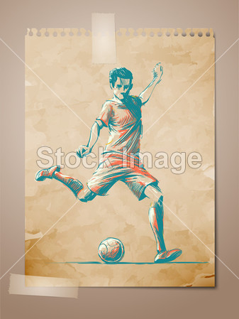 足球、 足球球员素描上老年的注 pape图片素材
