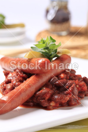 红豆沙沙拉和香肠图片素材(图片编号:5039260