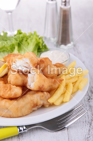 Fish chips salad sauce图片素材(图片编号:503