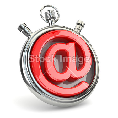 Stopwatch and symbol of e-mail. Online suppor