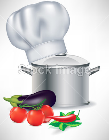 蔬菜和烹饪厨师帽用锅图片素材(图片编号:504