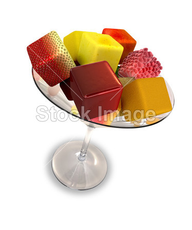 马提尼酒杯水果多维数据集沙拉图片素材(图片