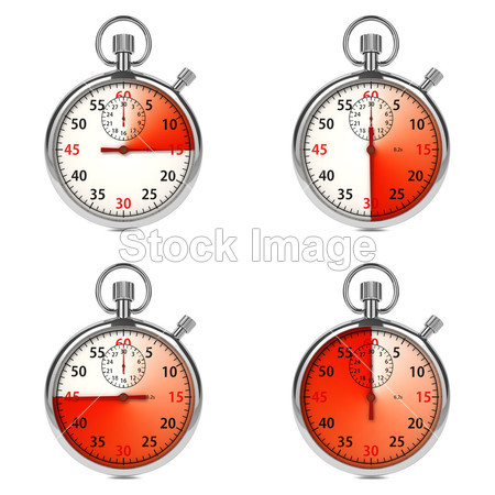 秒表-红色的计时器。设置上白图片素材(图片编