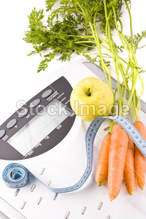 胡萝卜、 苹果和测量对象图片素材(图片编号:5