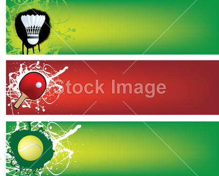 羽毛球、 乒乓球和网球横幅图片素材(图片编号