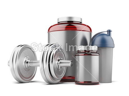 Whey protein and dumbell图片素材(图片编号:5
