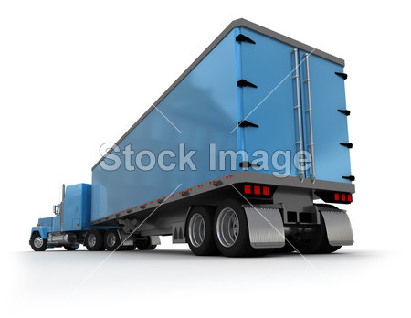 大蓝拖车卡车的后视图图片素材(图片编号:504