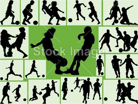 孩子们在踢足球的剪影图片素材(图片编号:504