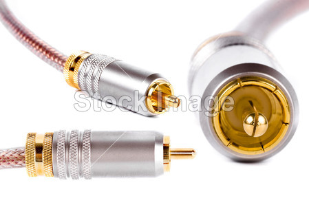 连接器音频电缆插头上孤立的白色背景图片素材