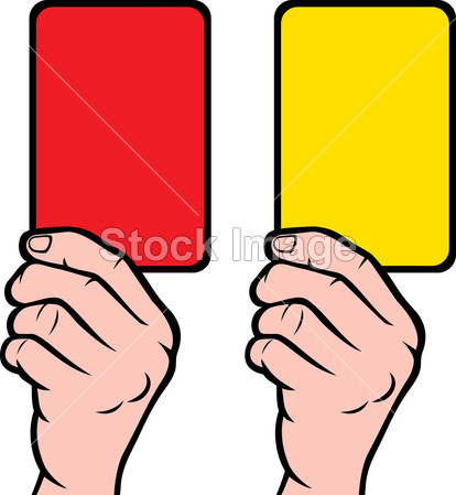足球裁判员手用红色和黄色的卡图片素材(图片