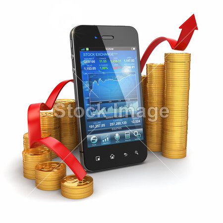股票交易所在手机中的应用和从硬币图图图片素
