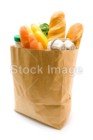 完整健康的水果和蔬菜的塑料袋图片素材(图片