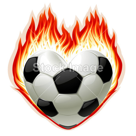足球火在心的形状图片素材(图片编号:5047782