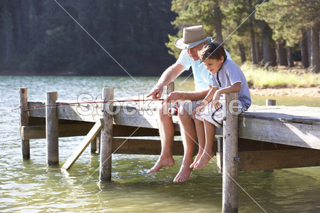 高级和孙子一起钓鱼的人图片素材(图片编号:5