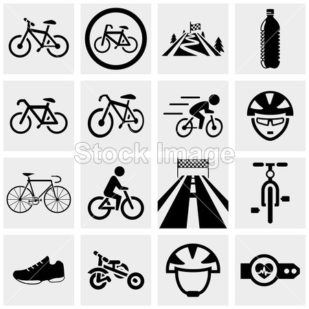 自行车运动图标设置上灰色图片素材(图片编号