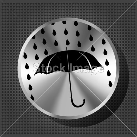 雨伞和雨滴于金属铬音量旋钮图片素材(图片编