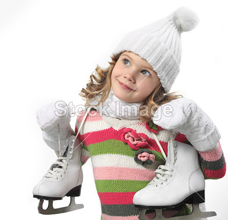 有图溜冰鞋的冬季衣服的女孩图片素材(图片编