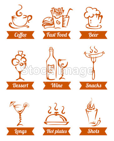 咖啡厅菜单食物图标手绘图片素材(图片编号:5
