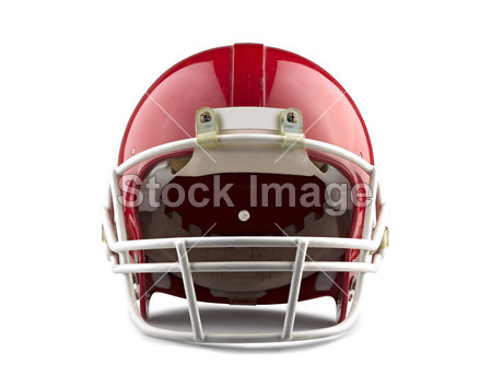 孤立与白色背景上的红色美式橄榄球头盔图片素