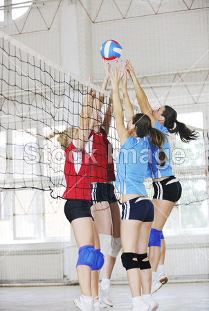 女孩玩排球室内游戏图片素材(图片编号:50532