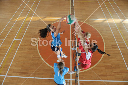 女孩玩排球室内游戏图片素材(图片编号:50534