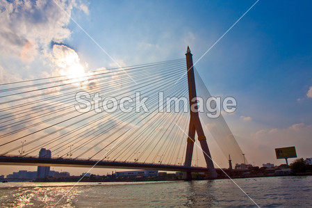 Bridge Rama 8 spans the river Mae Nam Chao
